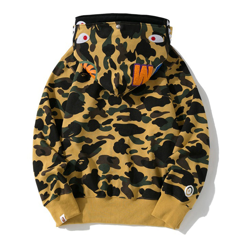 BAPE Double-Hat Camo Shark Hoodies